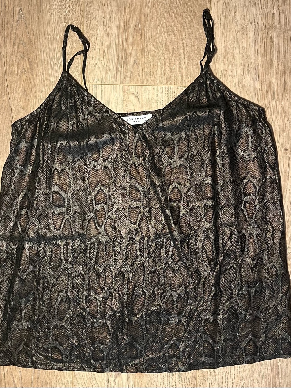 Equipment Metallic Snake-Print Camisole - Black and Brown